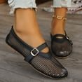 thumbnail image 3 of IUJSOY Mesh Ballet Flats for Women Buckle Strap Comfy Casual Office Fishnet Flat Shoes, 3 of 7