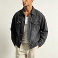 thumbnail image 4 of sdhkgrrt Men's Plus Size Denim Shacket Fall Winter Long Sleeve Collared Casual Jacket Button Down Work Outfits Loose Fit Clothes, Gray 3XL, 4 of 8
