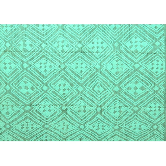 Ahgly Company Machine Washable Indoor Rectangle Abstract Turquoise Blue Modern Area Rugs, 8' x 10'
