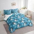 thumbnail image 3 of Manfei Kawaii Blue Penguin Bedding Comforter Set 7pcs for Kid, Antarctic Wildlife Animal Queen Bedding Sets, Winter Snowflake Queen Sheet Sets, Microfiber Bedroom Decor, 3 of 7