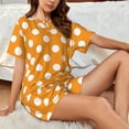 thumbnail image 4 of Honeii Orange And White Polka Dot for Women's Summer Pajama Set ,Soft Short Sleeve Shirt & Matching Bottoms,Loungewear,2PCS Sleepwear Relaxed Home Wear-3X-Large, 4 of 6