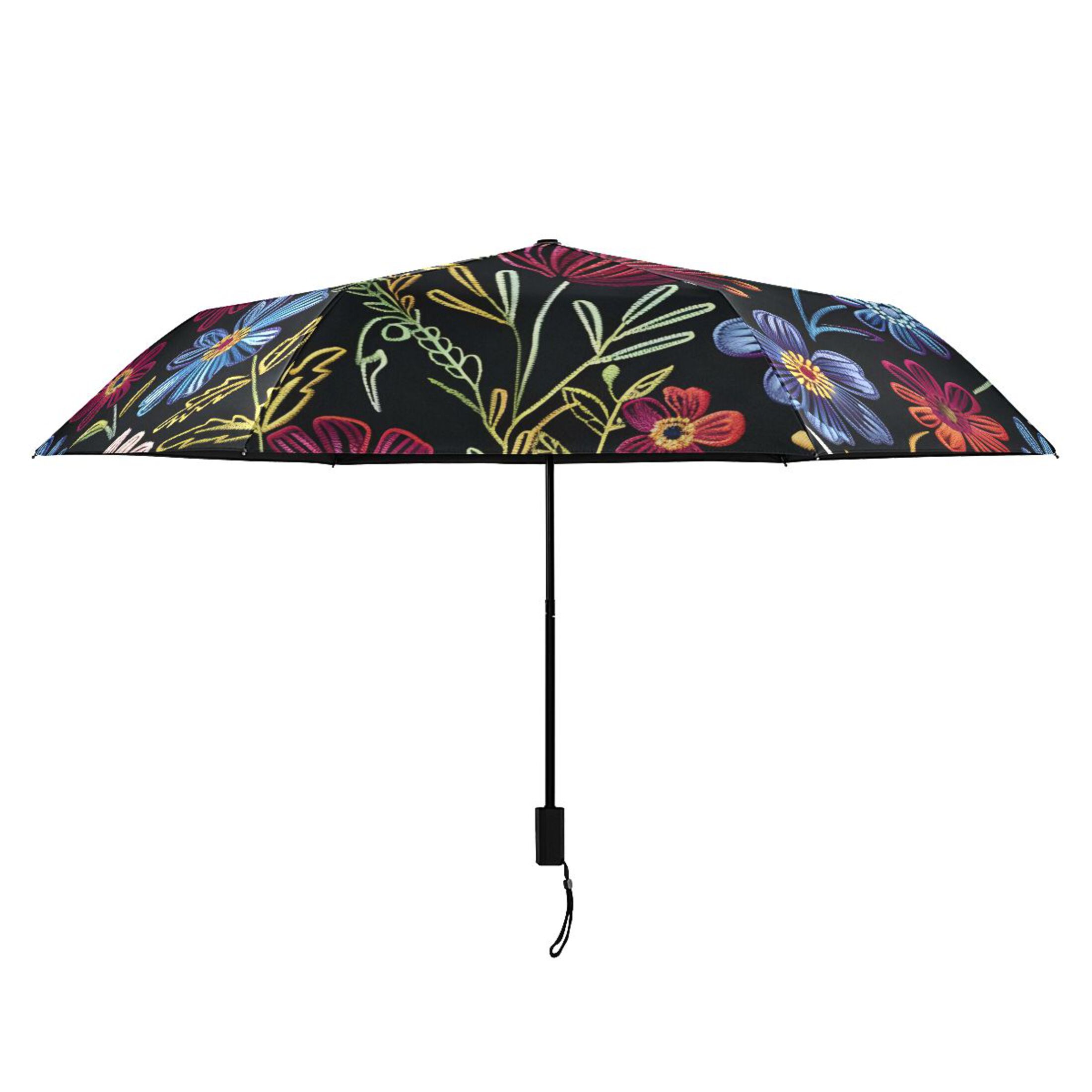 ALAZA Retro Flowers Vintage UPF 50+ Compact Folding Umbrella for Rain Travel Umbrella Packable