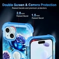 thumbnail image 3 of CASEFIV for iPhone 15 Plus Case,Glow in The Dark Three Layer Heavy Duty Sturdy Shockproof Protection Rugged Hard PC+Soft TPU Bumper Case for Women Girls,Blue Rose, 3 of 7