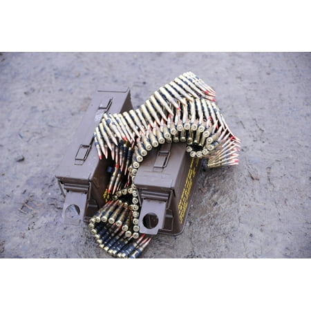 762mm belted rounds with ammunition box Canvas Art - Andrew ChittockStocktrek Images (34 x 23)