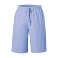 thumbnail image 5 of JJHGVB Cotton Linen Capris for Women Linen Shorts Elastic Waist Shorts Beach Cropped Trousers Pedal Pushers for Women Cotton Linen Pants Baggy Shorts Beach Resort Pants Below the Knee Sky Blue 3XL, 5 of 7