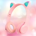 thumbnail image 4 of Auriculares con de gato Estéreo inalámbrico RGB Luz inconfundible Orejeras suaves Reproductor de MP3 Auriculares para videojugador Teléfonos Rosado Yotijar Auriculares inalámbricos Cat Ear, 4 of 8