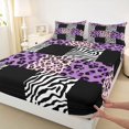thumbnail image 3 of Homewish Leopard Zebra Print Twin Sheet Sets 3pcs for Boys Girls,Geometric Plaid Grid Twin Fitted Sheet Microfiber,Abstract Animal Stripes Breathable Flat Sheet,Breathable Home Decor, 3 of 7