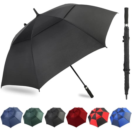 Automatic Open Golf Umbrella, 54/62/68/72 inch Extra Large Oversize Double Canopy Vented Stick Umbrellas, Windproof Waterproof Umbrella for Men And Women