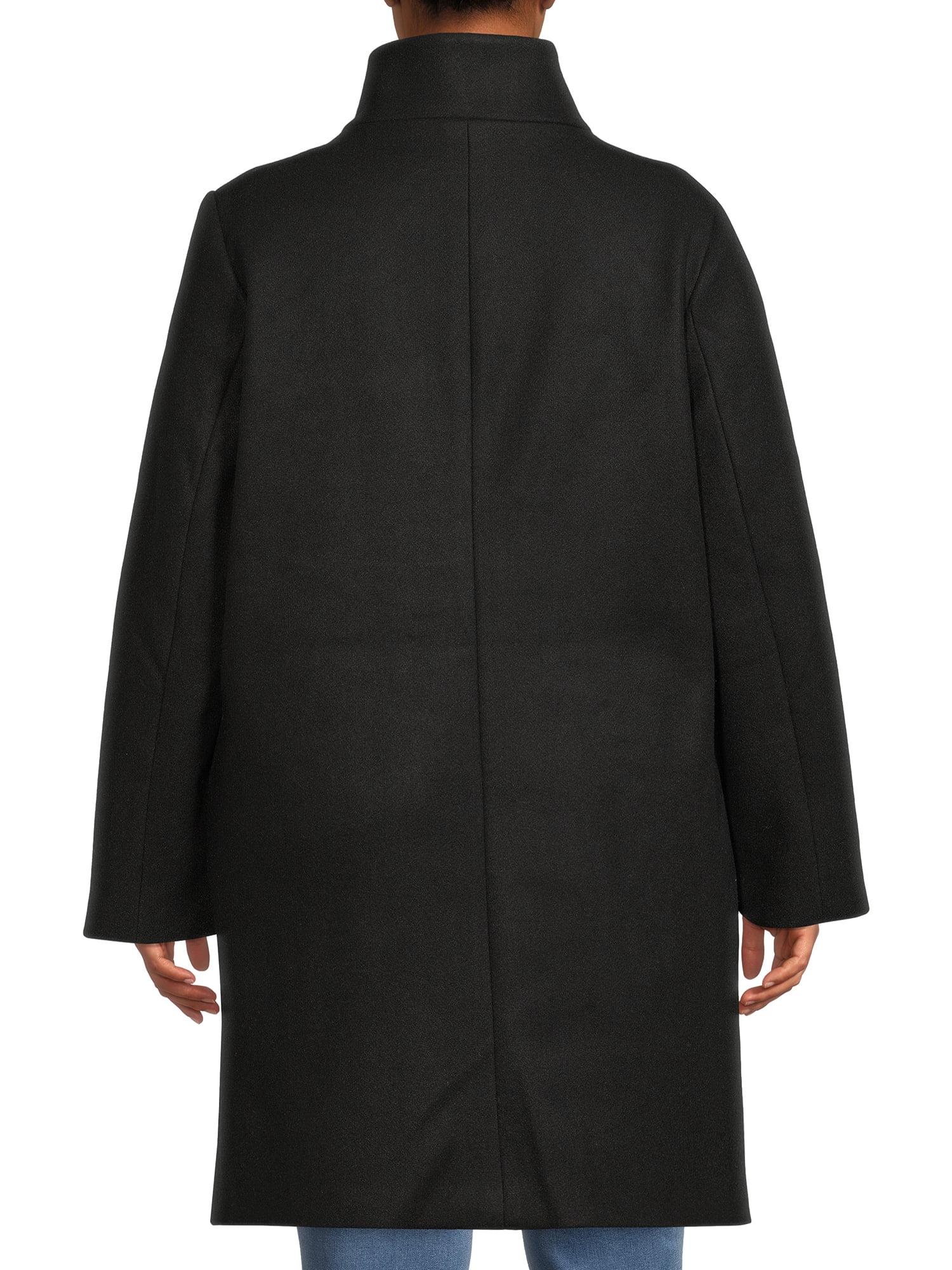 Time and Tru Women’s and Plus Faux Wool Funnel Neck Coat