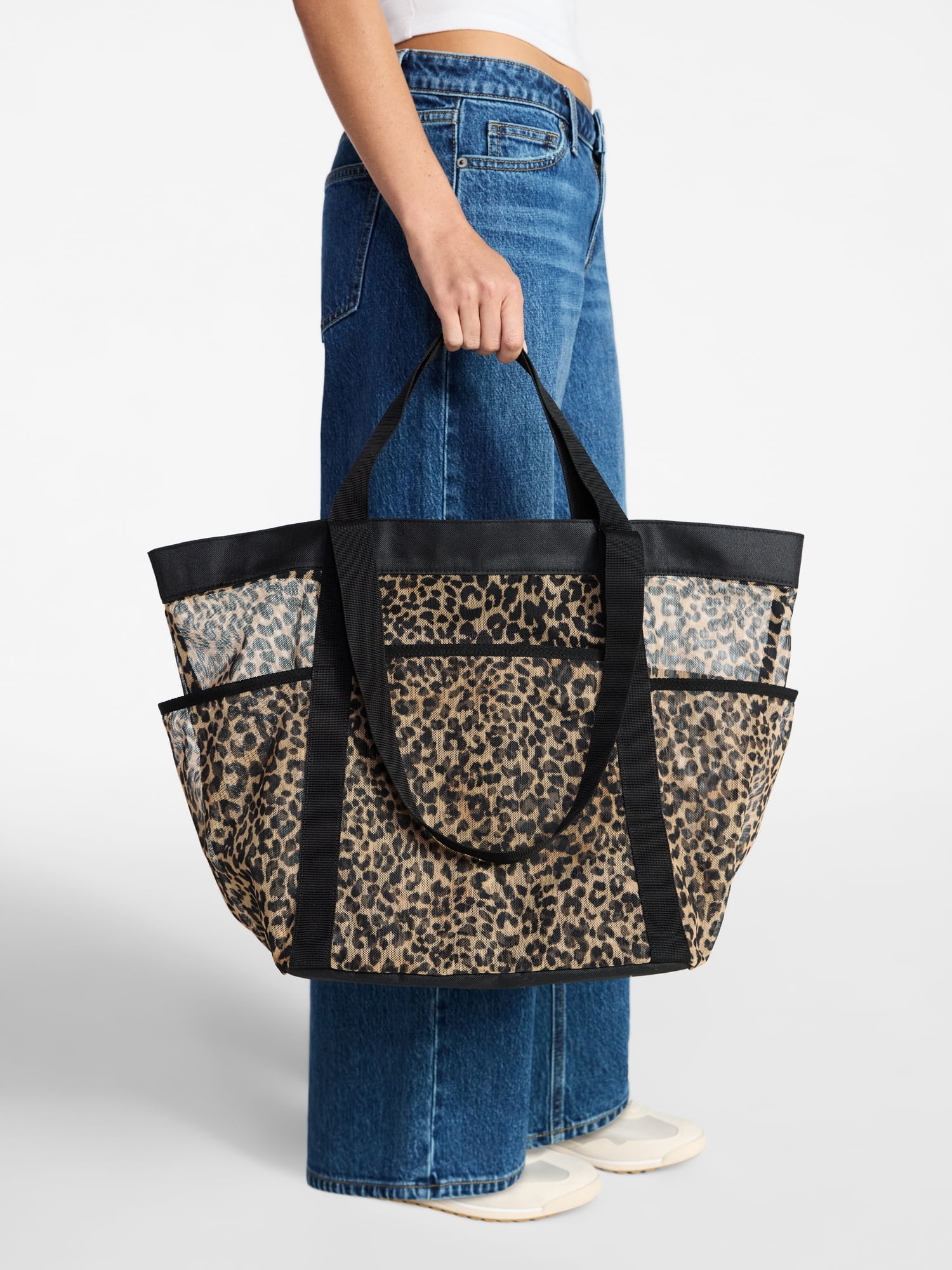 No Boundaries Women's Mesh Tote Bag, Leopard