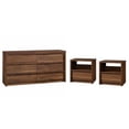 thumbnail image 1 of Ensemble de Chambre 3 Pcs avec Commode et 2 Tables de Nuit en Noyer Grand, 1 of 14