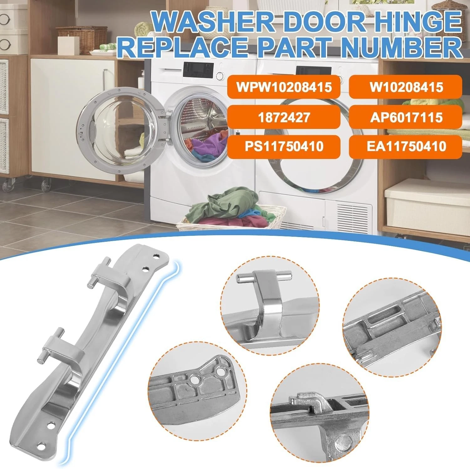 For Whirlpool Maytag Amana Washer Dryer Door Hinge Replacement Part W10208415