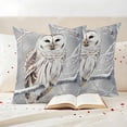 thumbnail image 3 of Winter Owl Outdoor Waterproof Pillow Covers, Country Birds Animal Tree Branches Snow Decorative Square Throw Pillowcase Sofa Cushion Sham for Patio/Couch/Chair, 16"x16" 2 Pack, 3 of 8
