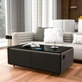 thumbnail image 3 of Modern Smart Coffee Table with Built-in Fridge, Bluetooth Speaker, Wireless Charging Module, Touch Control Panel, Power Socket, USB Interface, Outlet Protection, Atmosphere light, and More, 3 of 9
