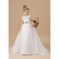 thumbnail image 4 of Flower Girl Dresses for Wedding Floor Length First Communion Dress Applique Girls Pageant Ball Gown (Ivory 2 -3Years）, 4 of 9