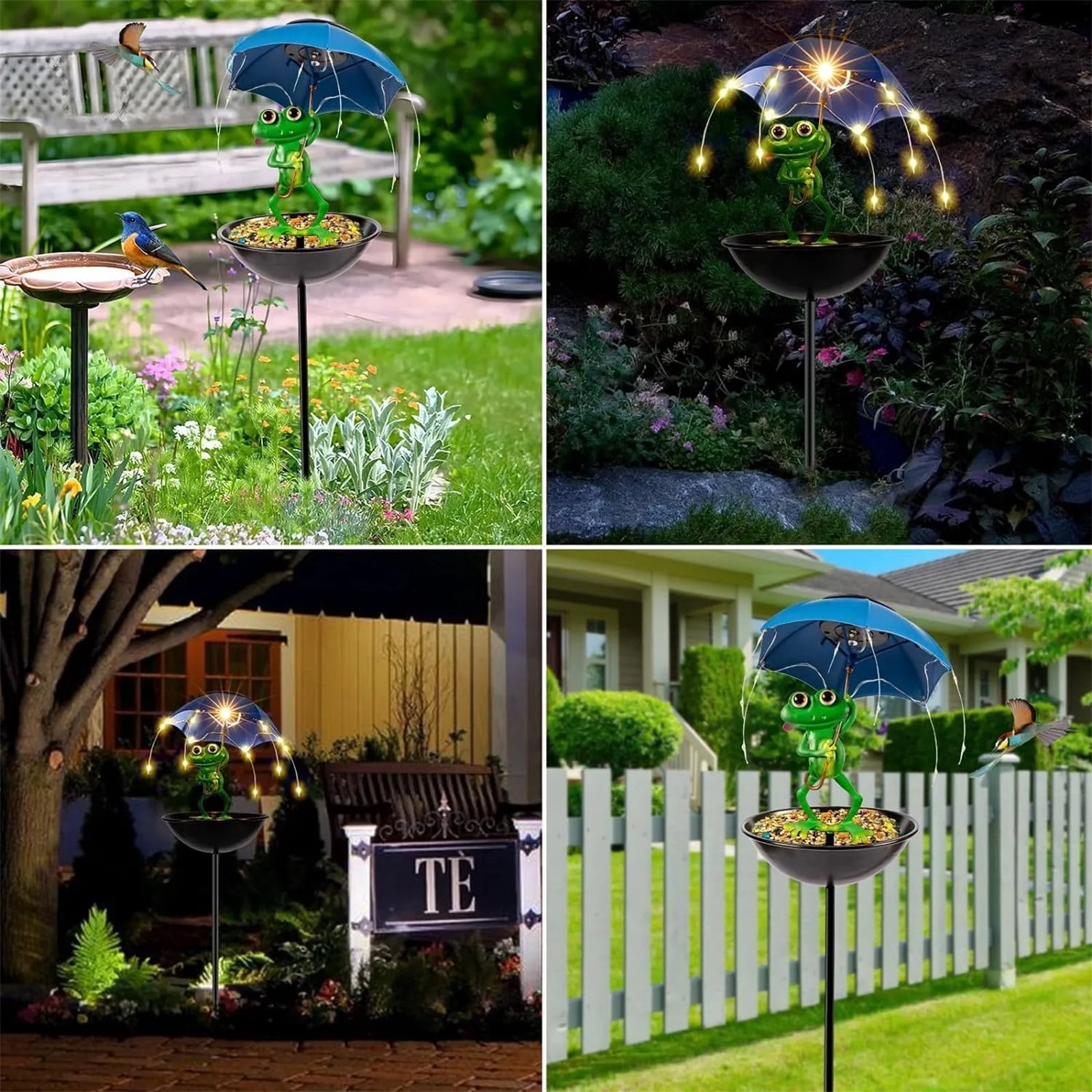 XINGAG Solar Bird Feeder, Outdoor Solar Lights Figurine Lights with Umbrella, Hummingbird Feeder Decorative Path Lights Courtyard Garden Light Outdoor Yard Decor