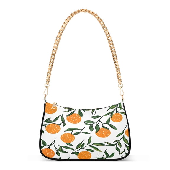 Ryvnso Orange Fruits Womens Chain Shoulder Bag Tote Handbags Clutch Hobo Purse with Zipper for Travel