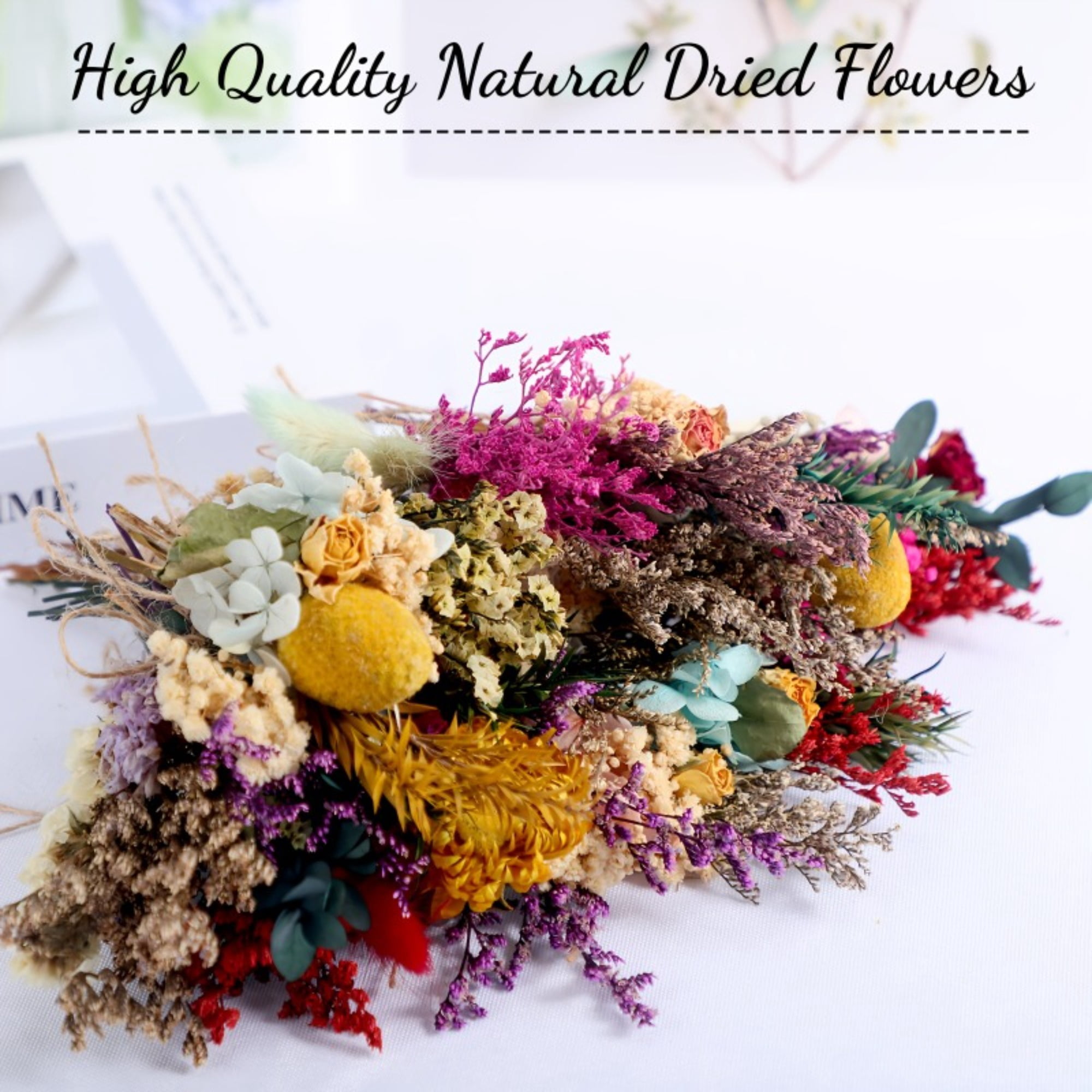 50Pcs Dried Flowers, Dried Flower Bouquet, Dry Flowers, 6 inch, Wildflowers Material, Multi-colored, Dried Flowers for Vase, for Home Decor, DIY Crafts, Wedding, Party Decor