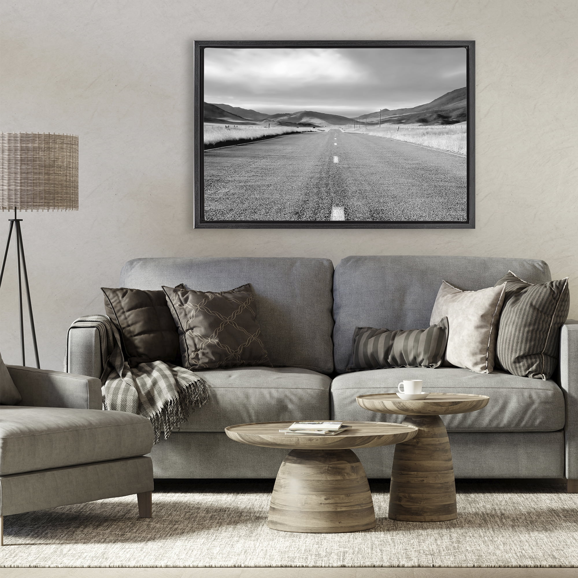 Stupell Industries Open Road Through Rolling Hills Black Framed Floater Canvas Wall Art, design by Steve Toole