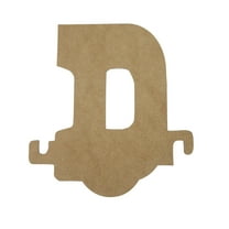 6" Wooden Letter D Unfinished, Train Font, Craft Cutout 1-8" Thick