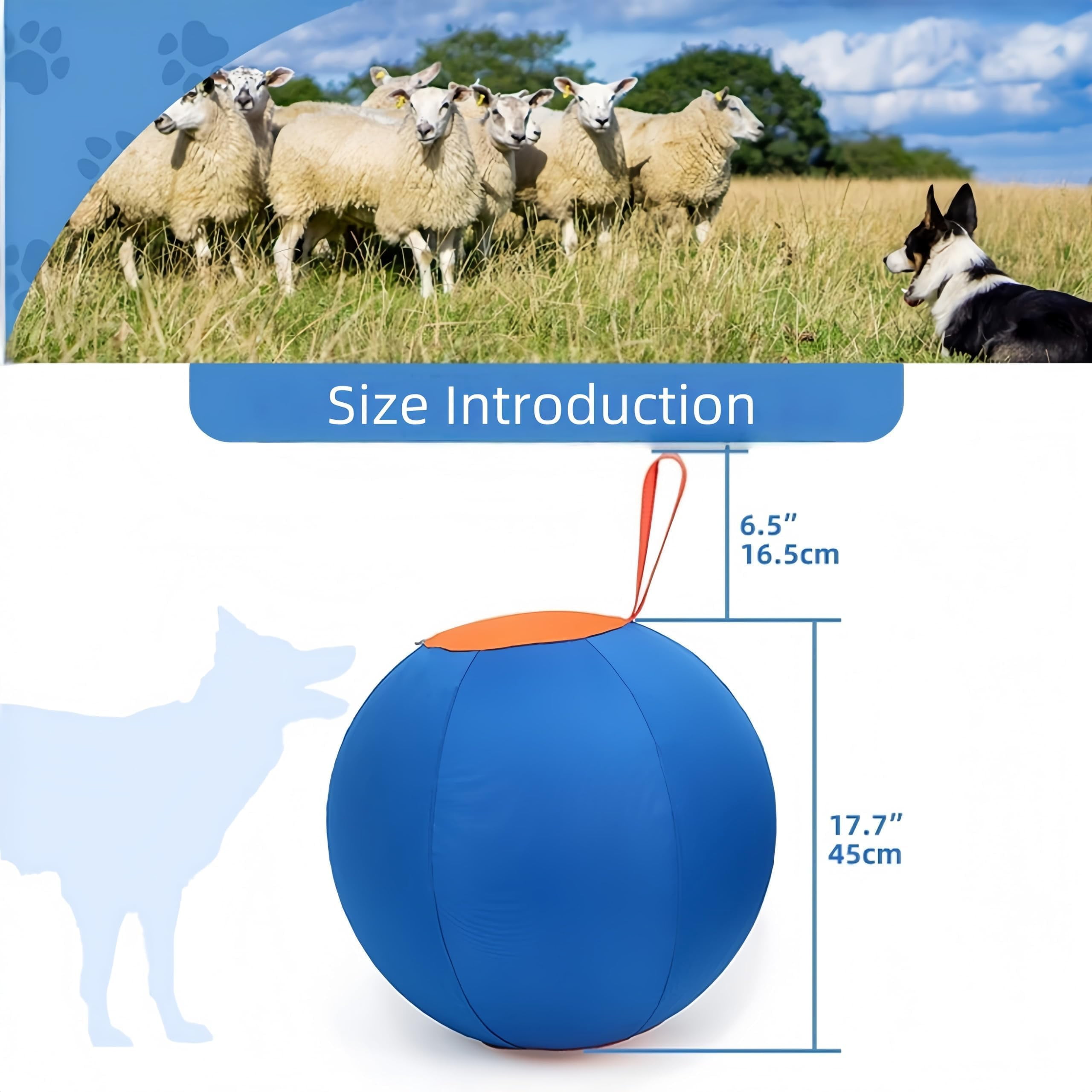18" Herding Ball for Dogs – Durable Interactive Bounce Ball for Herding Training, Agility Equipment, Suitable for Australian Shepherds, German Shepherds, and Collies