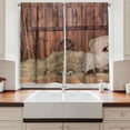 thumbnail image 2 of Ambesonne Wagon Wheel Kitchen Curtains, Old Stable, 55"x45", Brown Dust, 2 of 3