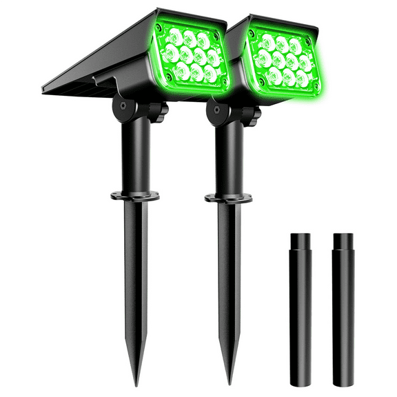 2PCS Solar LED Light Super Bright Green Lawn Light for Garden Adjustable Brightness Solar Spotlight IP65 Waterproof