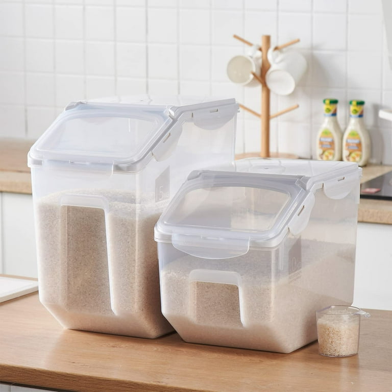 1pc, 2kg Capacity Rice Storage Container With Measuring Cup