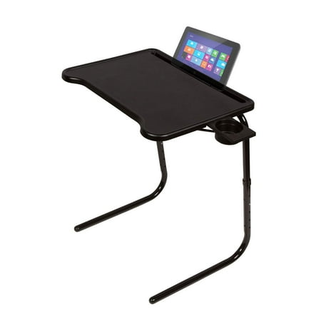 Table Mate Ultra Folding TV Tray Table and Cup Holder, Adjustable to 6 Heights and 3 Angles with Device Holder (Black) (B07N1WXJ47)
