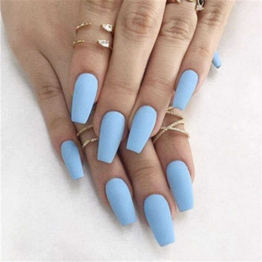 Matte Press On Nails Blue Long Coffin Fake Nails Acrylic Full Cover Fake Nails Tips For Women And Girls 24pcs Walmart Com Matte Press On Nails Blue Long Coffin Fake Nails Acrylic Full Cover Fake Nails Tips For Women And Girls 24pcs Walmart Com