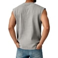 thumbnail image 2 of Zimjoy Henley Tank Tops Mens Relaxed Fit Soft Cotton Linen Sleeveless Tank Polo Shirts Lightweight Breathable Collared Vests Light Gray L, 2 of 3