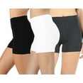 thumbnail image 1 of Womens & Plus Soft Cotton Stretch High Waist Sports Short Pants with Wide Waist Band (3PK: BLACK/CHARCOAL/WHITE, S), 1 of 3