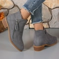 thumbnail image 4 of Gyexs Ankle Boots for Women Dressy Ankle Cowboy Boots Low Heel Western Cowboy Boots Zipper Casual Short Ankle Booties Grey Size 9.5, 4 of 5