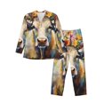 thumbnail image 1 of Fotbe Oil Painting Flower Cow Pijama de Hombre con Estampado de Manga Larga, Conjunto de 2 Piezas, Ropa de Dormir Suave y Cómoda con Bolsillos-X-Large, 1 of 7