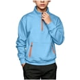 thumbnail image 5 of HBGVBA Boys Fleece Sweatshirt,Solid Color Half Zip Stand Collar Lined Pullover Top Loose Casual Thick Warm Long Sleeve 5-15 Years, 5 of 6