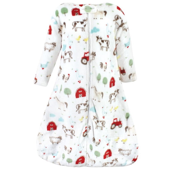 Hudson Baby Infant Boy Plush Sleeping Bag, Sack, Blanket, Boy Blue Farm Animals Long Sleeve, 0-6 Months