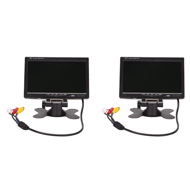 2X 12V-24V 7 Inch TFT LCD Color HD Monitor for Car CCTV Reverse Rear View Backup Camera,2 x 7 inch digital TFT LCD display 2 x mounting plate 2 x remote control 2 x AV harness 2 x English manual