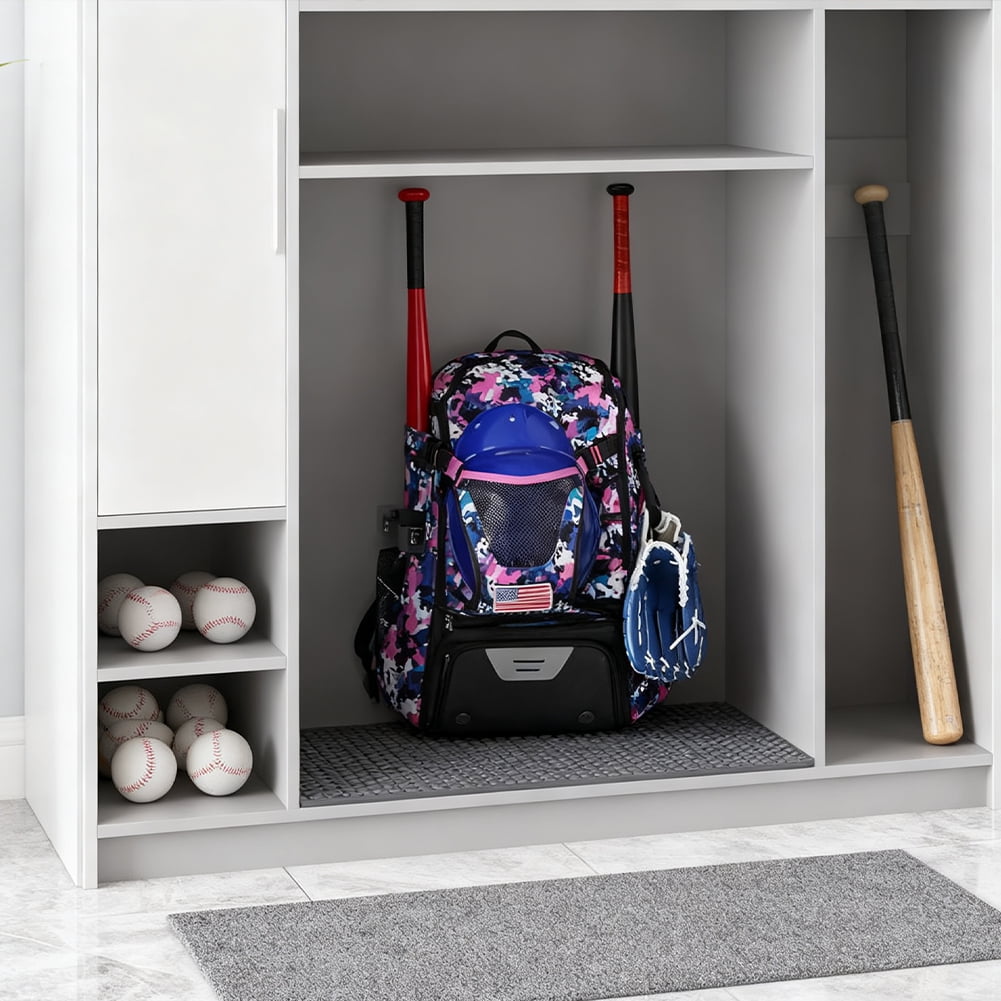 Yucurem Large Capacity Baseball Backpack with Shoe Compartment for Youth Adults, Lightweight Baseball Bag with Fence Hook for T-Ball Gear, Helmet, Glove (43L)