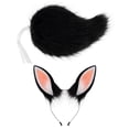 thumbnail image 4 of Conjunto de orejas y cola de conejo, diadema de orejas de conejo de peluche para recuerdos de fiesta y accesorios de fotos. Negro, 4 of 9