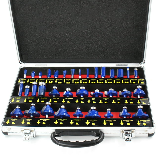 35PCS 6.35mm Handle Wood Router Bit Set Mill Engraving Trim Woodworking Milling Cutter Trimmer Adapter