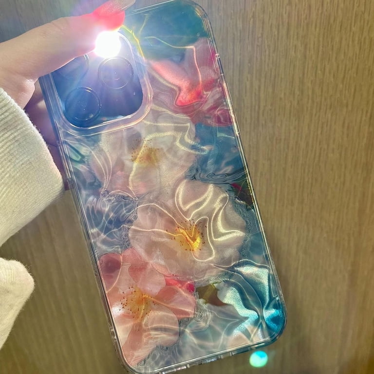 Hibiscus Flower Water Ripple Laser Phone Case Compatible with
