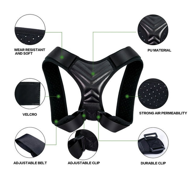 Adult Breathable Posture Corrector & Back Support Strap - Foam-Padded Anti-Kyphosis Brace for Improved Spinal Alignment