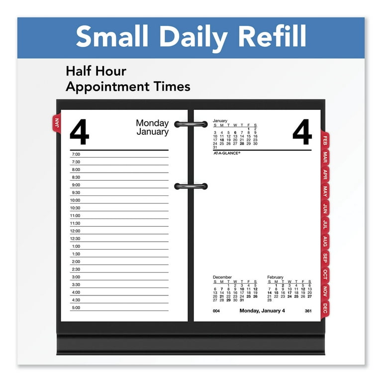 Desk Calendar Refill with Tabs, 3.5 x 6, White Sheets, 12-Month (Jan to Dec): 2024