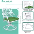 thumbnail image 5 of VIVIJASON 3-Piece Patio Furniture Dining Set, Outdoor All-Weather Cast Aluminum Bistro Set, Include 2 Swivel Chairs and 35.4" Round Table w/Umbrella Hole for Balcony, Lawn, Garden, Backyard, White, 5 of 7