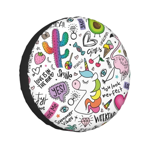 Kdxio Fun Animal with Unicorn for Tire Cover Wheel Protectors Tyre Covers Weatherproof Wheel Covers Universal Fit for Trailer Rv SUV Truck Camper Travel Trailers 14 inch