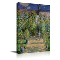wall26 - The Artist's Garden at Vetheuil by Claude Monet - Impressionist Modern Art - Canvas Art Home Art - 32x48 inches