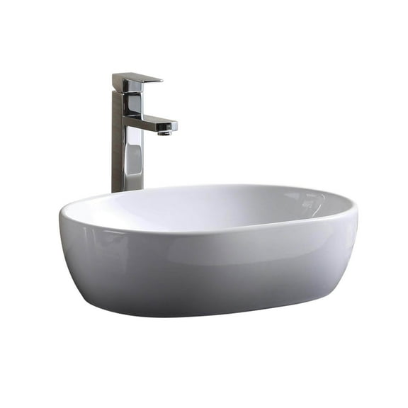 Fine Fixtures  White Vitreous China Oval-shaped Vessel Bathroom Sink