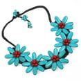 thumbnail image 2 of Five Turquoise Flowers with Synthetic Coral Center Stone Necklace, 2 of 3