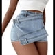 thumbnail image 1 of Falda Pantalón Vaquera para Mujer, Sexy, de Cintura Alta, Asimétrica, Corta y Minifalda. Azul L, 1 of 7