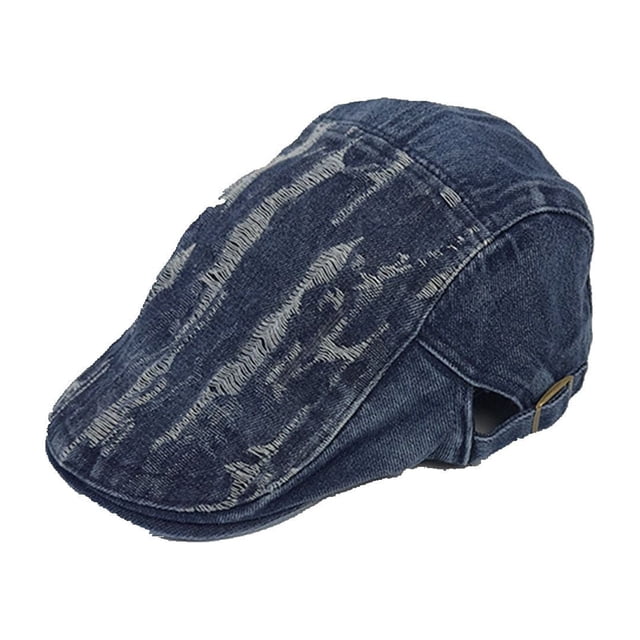WEIYLL Chapeau de Cowboy pour Femmes et Hommes Trou Cassé Denim Tendance Cool Automne Rétro Visières à Langue Réglable